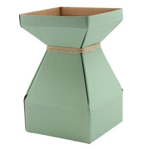Vaz Small Transportable Cardboard Vase with Liner in Sage. Pack of 10.