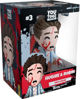 Youtooz Vinyl Figurine of Hughie from 'The Boys', holding Robin's disembodied hands with a blood-splattered face.