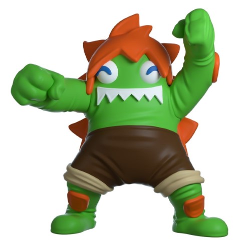 Youtooz Vinyl Figurine of Street Fighter's Blanka Chan, 5-inch tall with vibrant green hair and playful design for collectors.