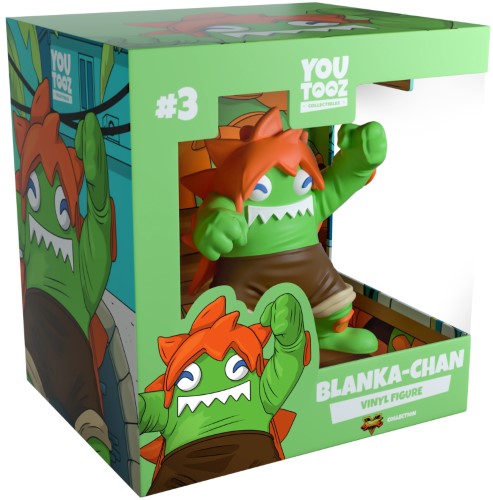 Cute 5-inch Youtooz Blanka Chan figurine, showcasing vibrant details and playful charm from Street Fighter.