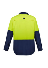 Mens Hi Vis Outdoor L/S Shirt - Yellow/Navy (XS)
