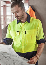 Mens Hi Vis Outdoor L/S Shirt - Orange/Navy (5XL)