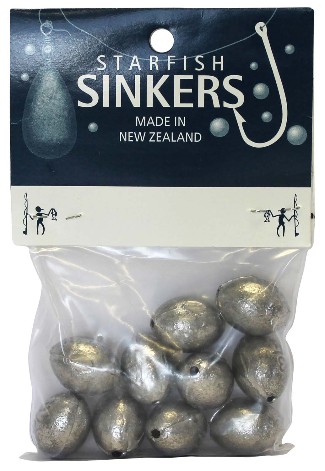 Starfish-shaped egg sinkers (3/4 oz, 10 pack) for stable fishing in tidal waters, ideal for estuary anglers.