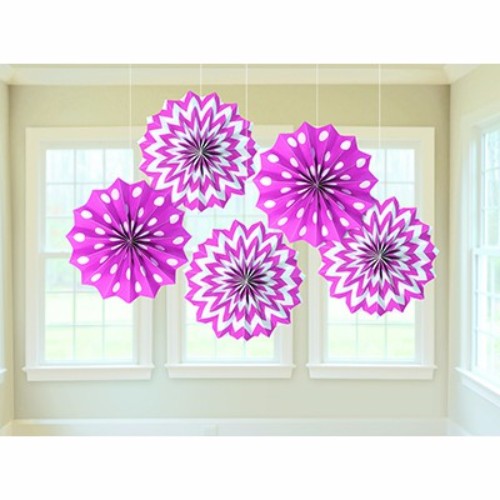 Paper Fans Bright PinkTissue Paper - Pack of 5