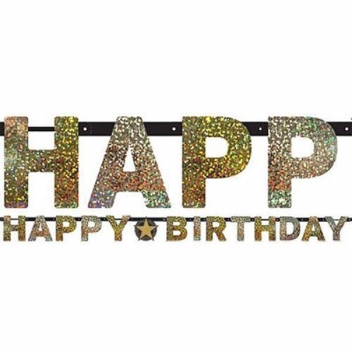 Sparkling Black Happy Birthday Letter Banner