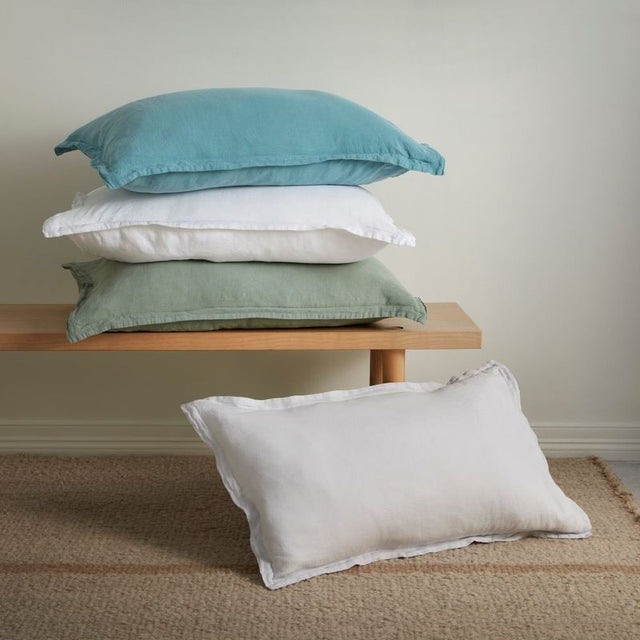 Oxford pillowcase pair in Ash, crafted from 100% European Flax® linen, soft, eco-friendly, and Oeko Tex certified.