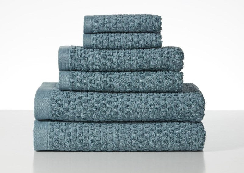 Henley Ocean Towel Bundle by BAKSANA, featuring 2 bath towels, 2 hand towels, 2 facecloths, 100% cotton, 580gsm.