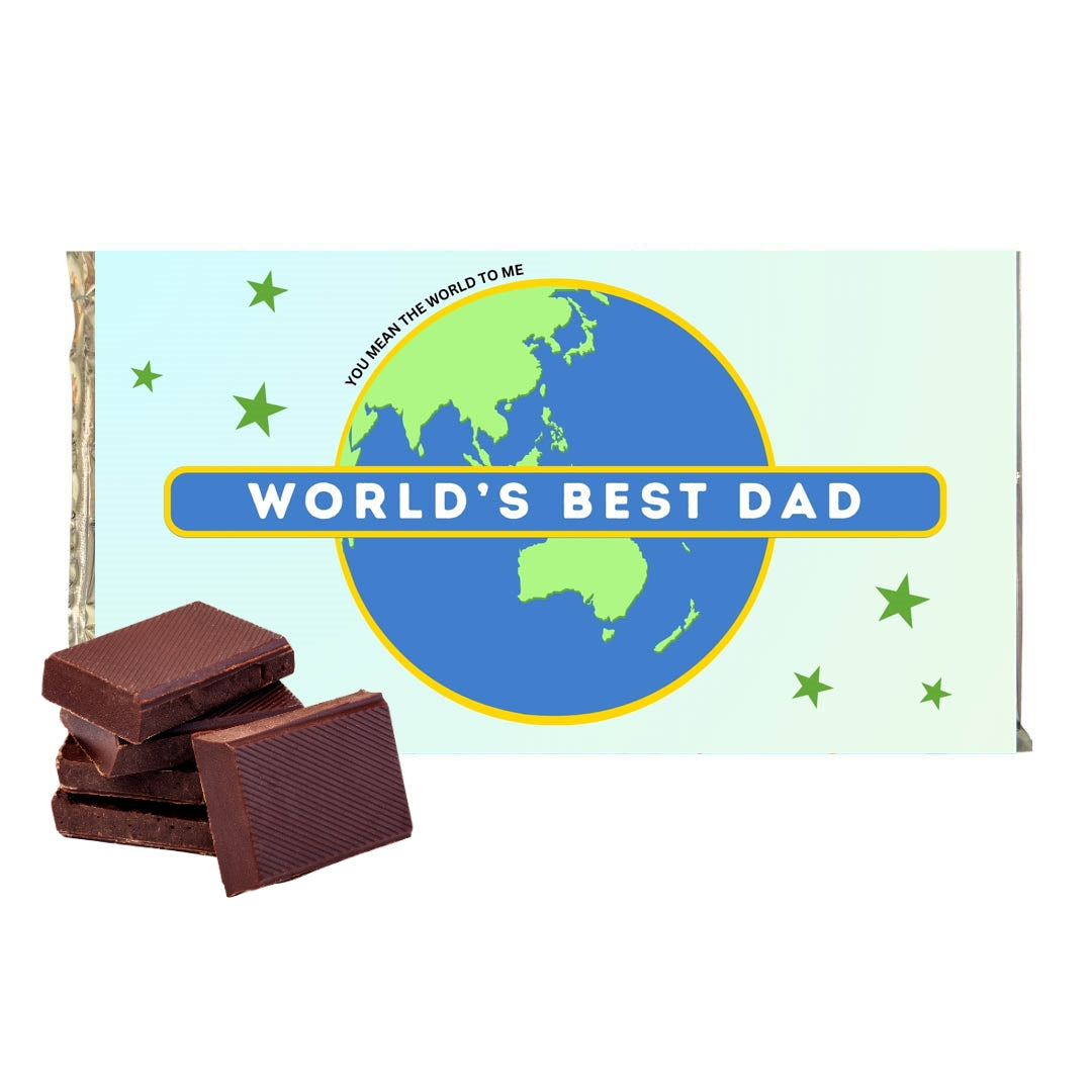 Milk Chocolate Bar with Worlds Best Dad Text. NZ Made