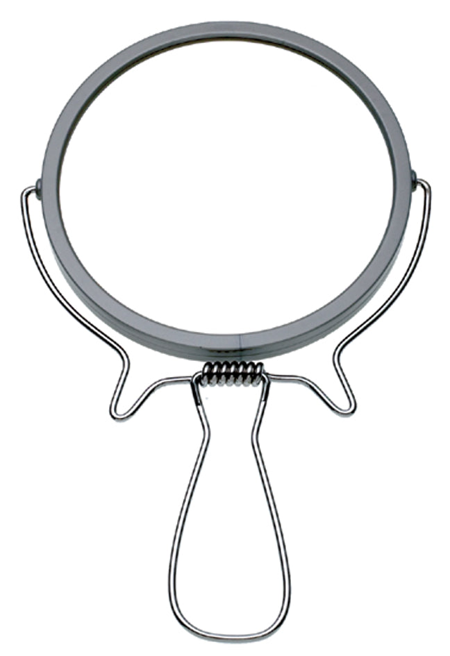 Manicare Make-Up Shaving Mirror with standard and 2x magnification, designed for easy standing or hanging use.