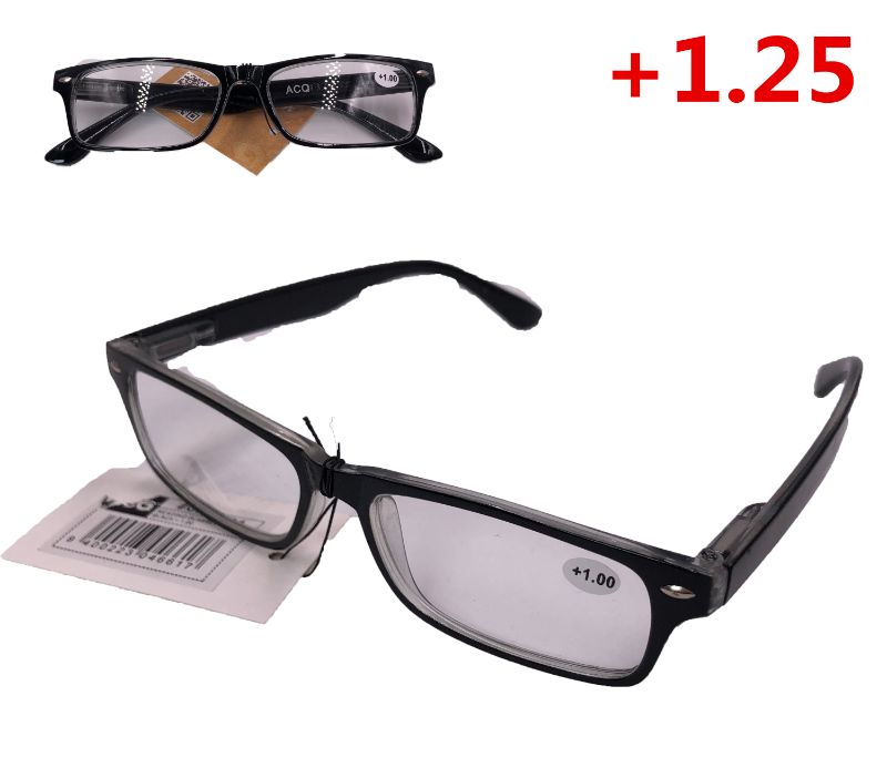 READING GLASSES - PLASTIC BLACK +2.25 (Assorted) Pack of 12