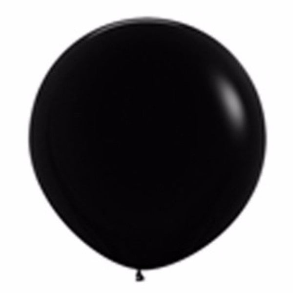 Large 90cm black latex balloons in a pack of 2, ideal for elegant celebrations and versatile decor.