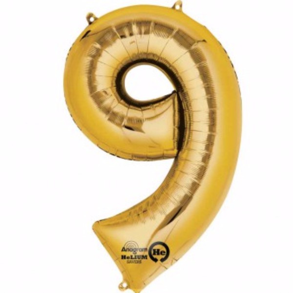 Number Nine Gold Megaloon 40cm Foil Balloon