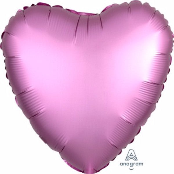 45cm Heart Flamingo Pink Satin Luxe Foil Balloon