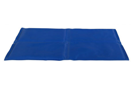 Cooling mat in blue, 90x50cm, designed to regulate body temperature without electricity or water, perfect for pets.