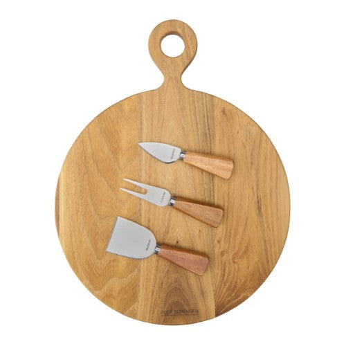 4Pc Round Cheese Board Set - PEER SORENSEN 41 x 32 x 2cm (Teak)