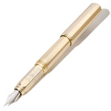 Champagne gold Ferris Wheel Press fountain pen with fine nib, crafted from durable aircraft-grade aluminum for smooth writing.