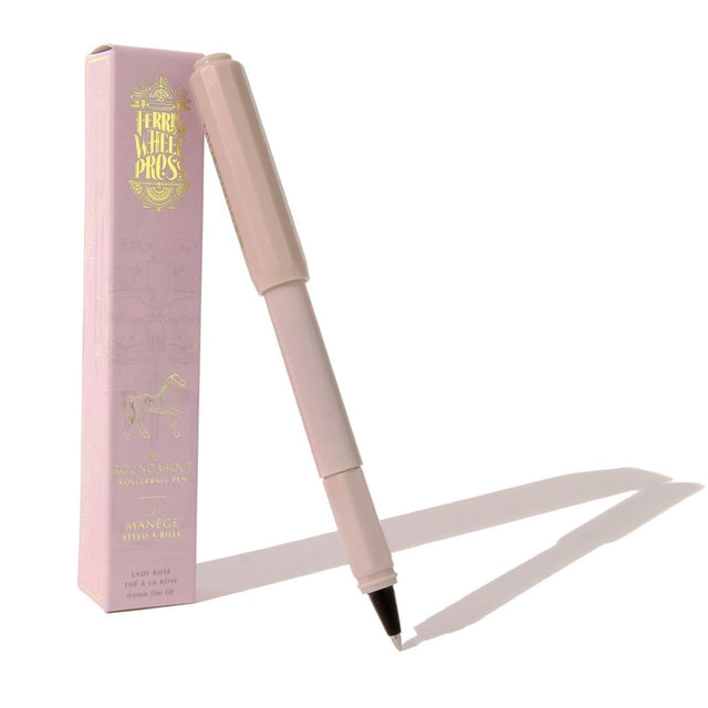 Ferris Wheel Press Roundabout Lady Rose rollerball pen, featuring vibrant acrylic body and smooth 0.6mm tip for elegant writing.