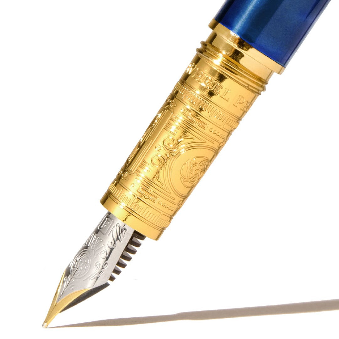 Ferris Wheel Press Bijou Luna Celeste fountain pen in Sapphire Lacquer with two-tone nib and gold plated brass grip.