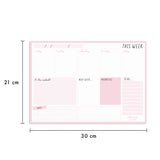 Ballerina Pink weekly planner pad with 60 tear-away sheets, designed for organizing tasks, priorities, and schedules stylishly.