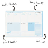 Sky blue Pukka Carpe Diem Weekly Planner Pad with 60 tear-away sheets for organized weekly task management.