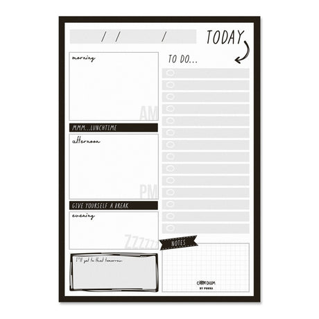 Pukka Carpe Diem Daily Planner Pad in black, featuring 60 sheets for organized scheduling and to-do lists, perfect for busy lives.