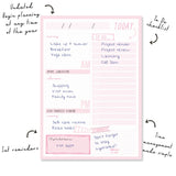 Ballerina Pink daily planner pad with 60 tear-off sheets for efficient scheduling and task management on-the-go.