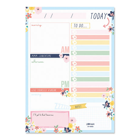 Floral daily planner pad with 60 tear-off sheets for effective scheduling and to-do lists, perfect for organizing daily tasks.