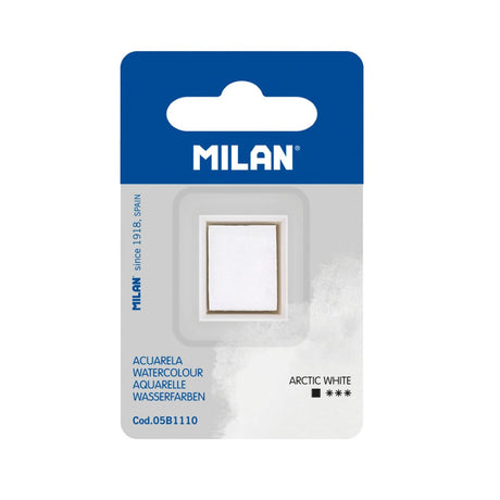 Milan Watercolour Paint Half Pan Refill in Arctic White, featuring opaque, fade-resistant pigments for vibrant artistic creations.