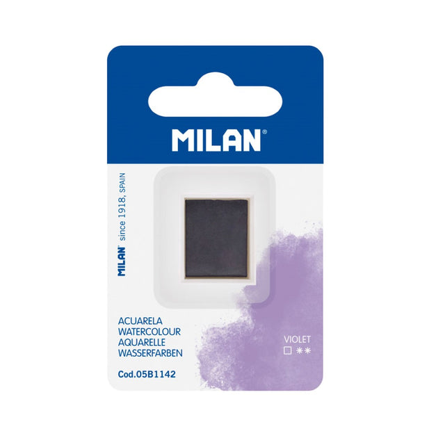 Milan Watercolour Paint Half Pan Refill in Violet, featuring vibrant, non-toxic pigments for mixing and layering in art.