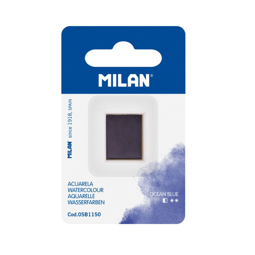 Milan Watercolour Half Pan Refill in Ocean Blue, vibrant and fade-resistant, perfect for enhancing your art palette.