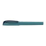 Ocean blue Schneider Fountain Pen Xpect with ergonomic grip, steel nib, clip, and erasable royal blue ink cartridges.