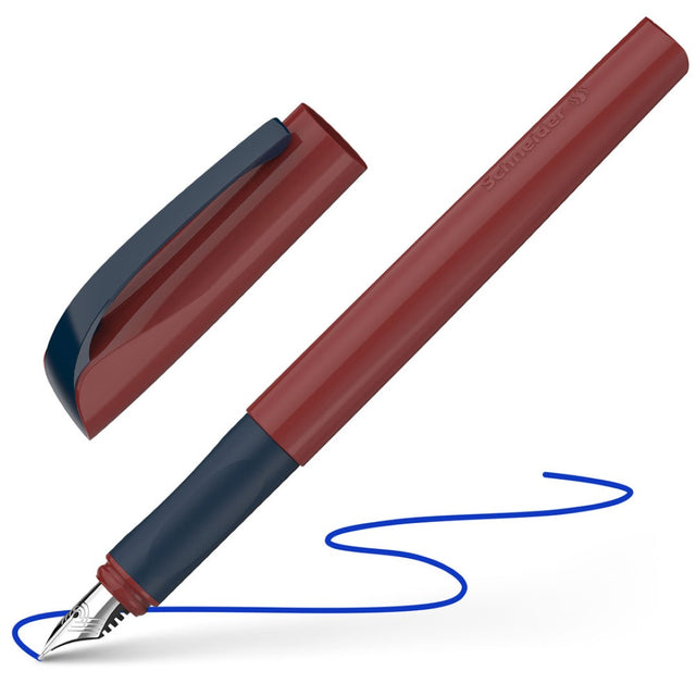 Schneider Fountain Pen Xpect in vibrant ketchup red with ergonomic grip and medium steel nib for smooth writing.