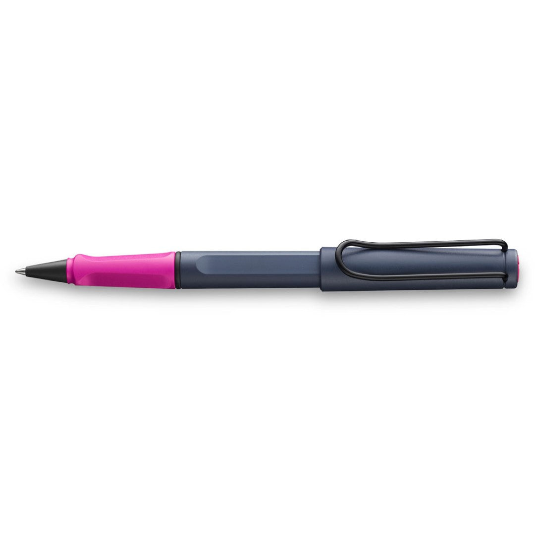 Lamy Safari LE Rollerball in vibrant Pink Cliff, featuring ergonomic grip and durable ABS plastic design for stylish writing.