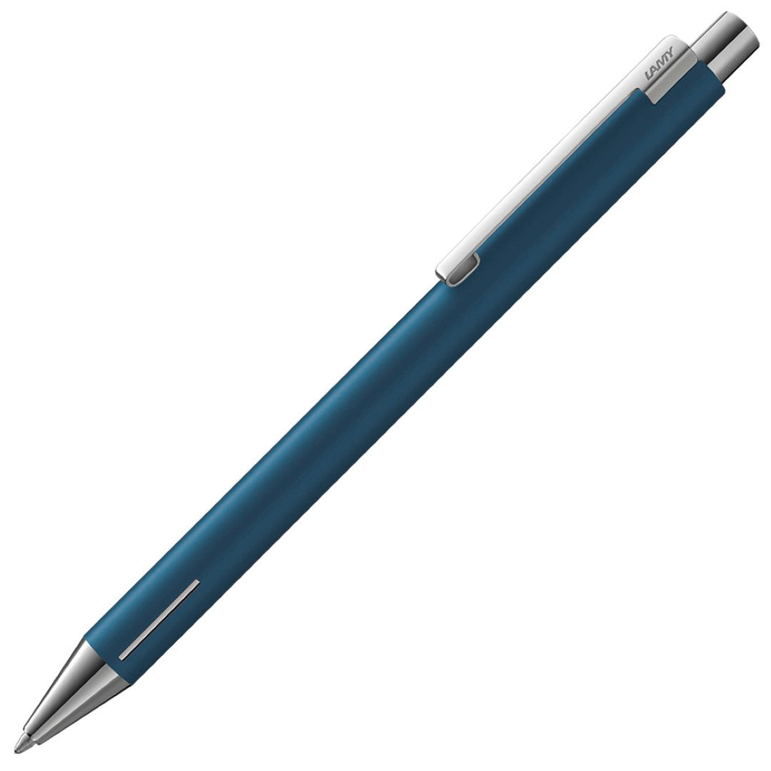 Lamy Econ Ballpoint Pen in Matt Indigo with ergonomic grip and stainless steel design, perfect for stylish writing.