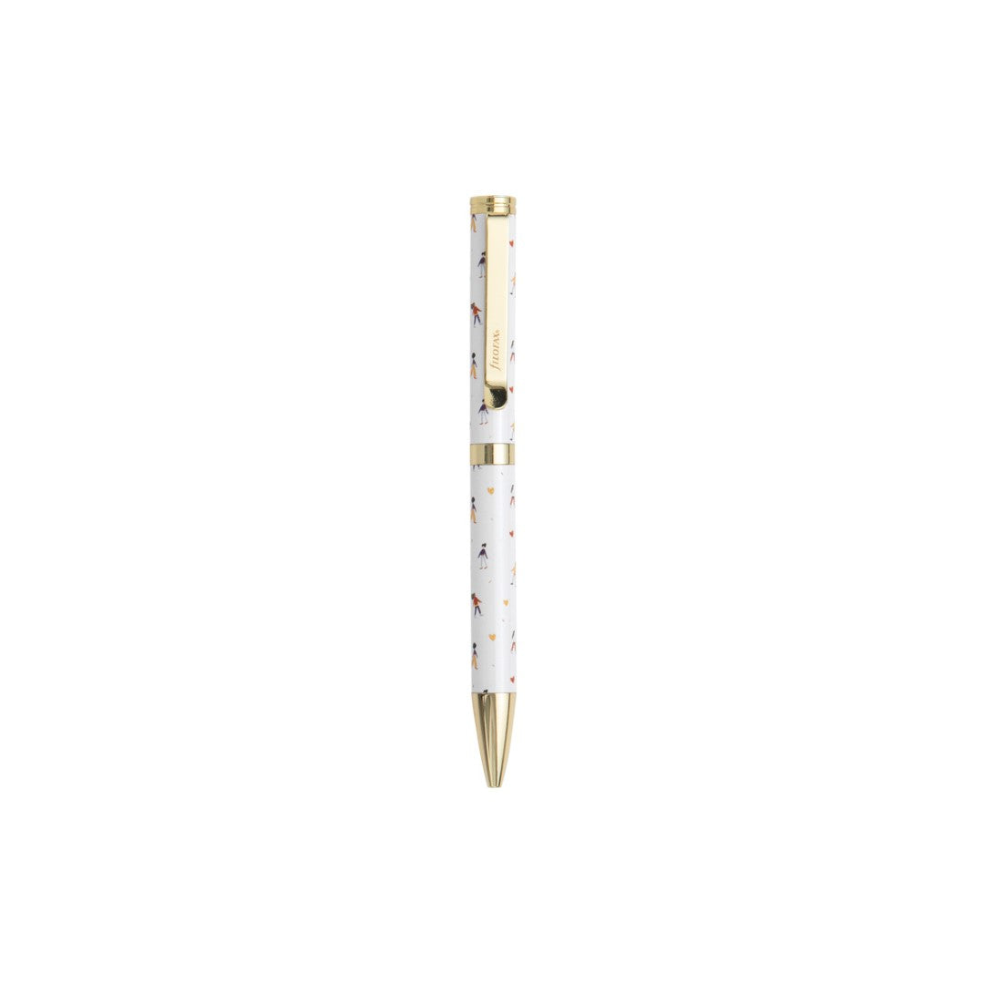 Sleek Filofax ballpoint pen with metal barrel, 1mm black ink tip, and convenient twist mechanism for smooth writing.