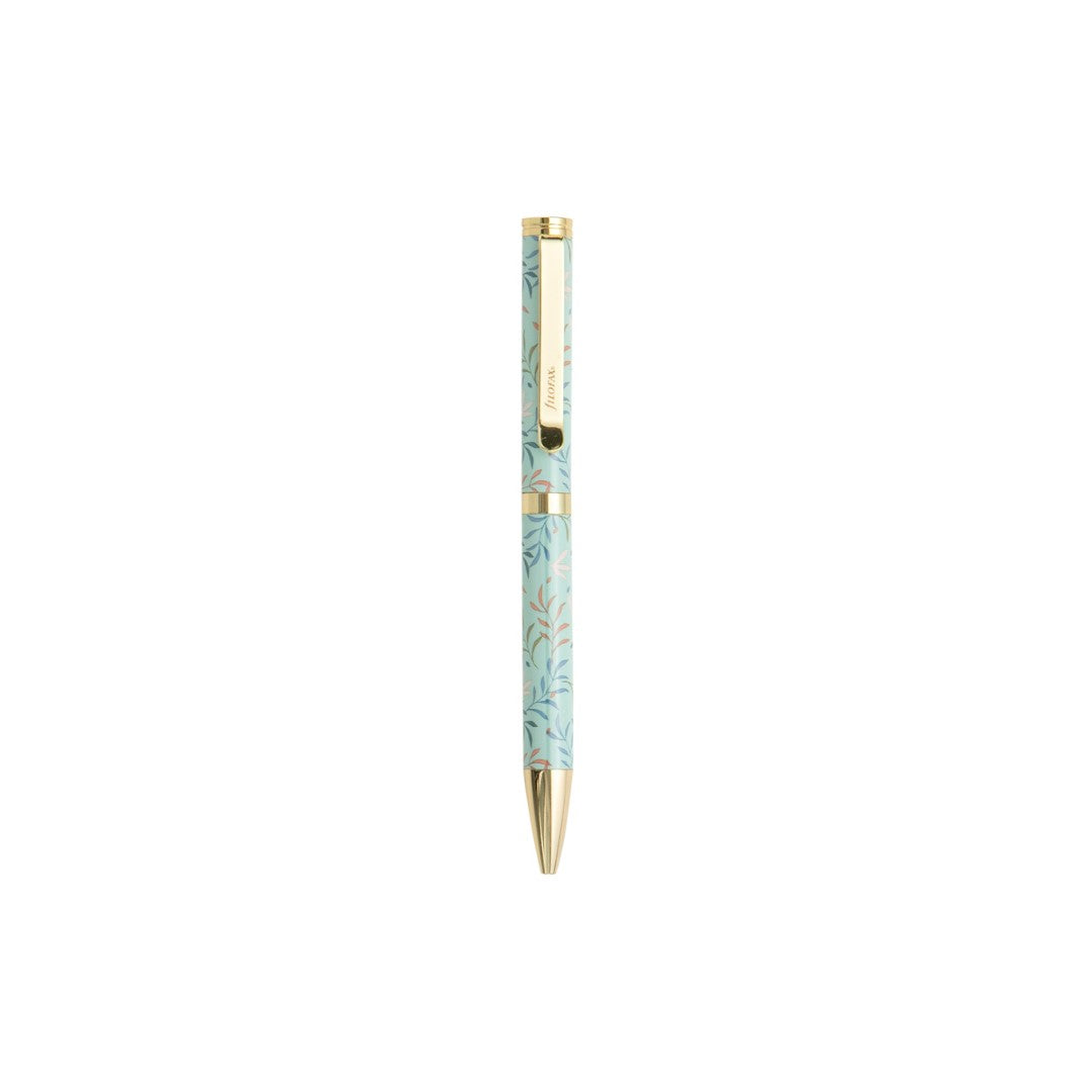 Filofax Ballpoint Pen Botanical featuring elegant botanical designs, 1mm black ink, and smooth twist mechanism for effortless writing.