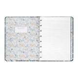 Elegant A5 refillable notebook with botanical design, twin-wire binding, and fountain pen friendly pages for smooth writing.