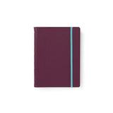 Filofax A5 Refillable Notebook in plum, featuring twin-wire binding, 56 ruled pages, and elastic closure for stylish note-taking.