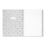 Stylish mint A4 notebook with botanical designs, 56 ruled pages, lies flat for easy writing, perfect for notes and journaling.