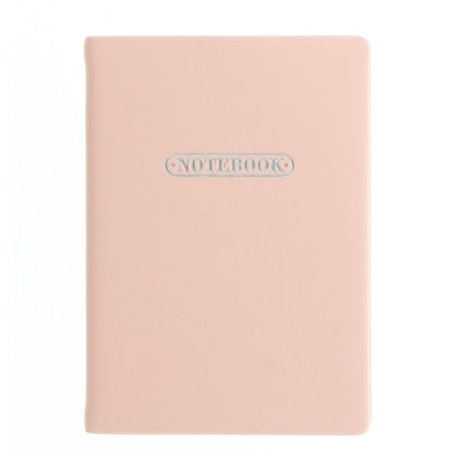 Pastel peach A6 ruled notebook with 192 pages, durable cover, ribbon marker, and elegant silver details. Perfect for note-taking.