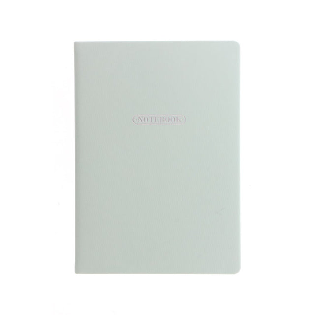 Pastel duck egg A5 notebook with silver foil, 192 ruled pages, hard case, and ribbon marker for stylish note-taking.