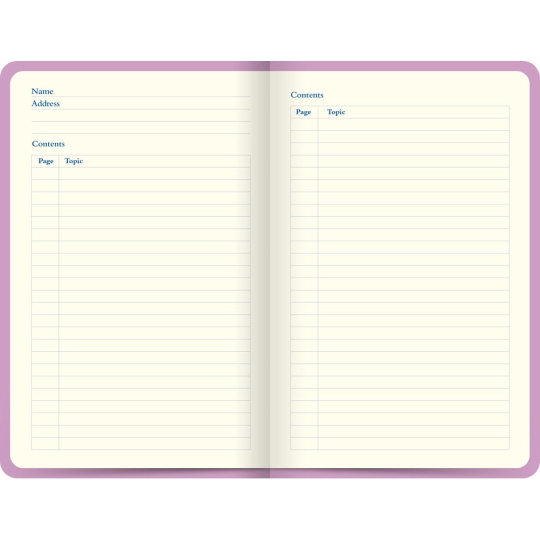 Stylish pink notebook with 240 ruled pages, fountain pen-friendly cream paper, and a durable hard case.