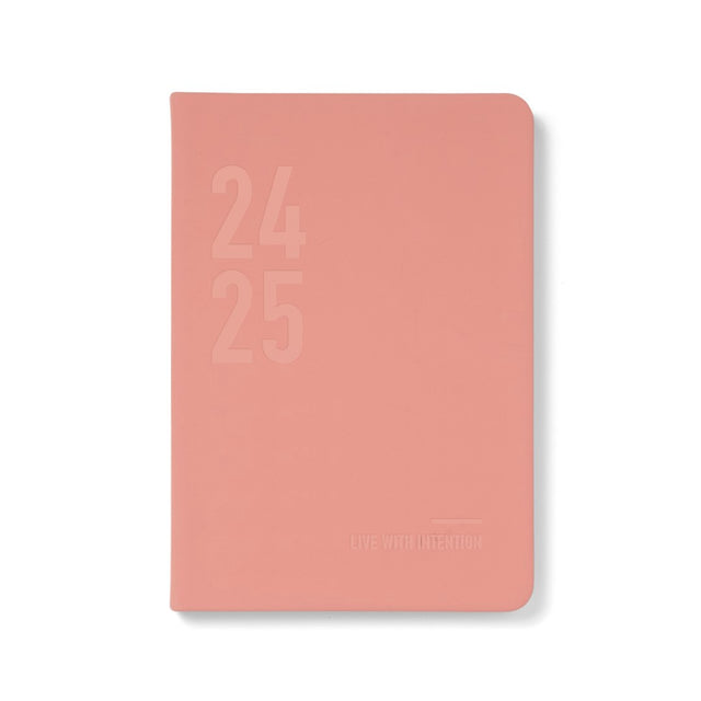 A5 week-to-view diary in Conscious Clay, made from recycled materials, featuring eco-friendly design and monthly quotes.