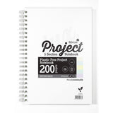 Silvine A4+ tinted project book with 200 lined pages, 5 color sections, twin wire binding, and eco-friendly design.