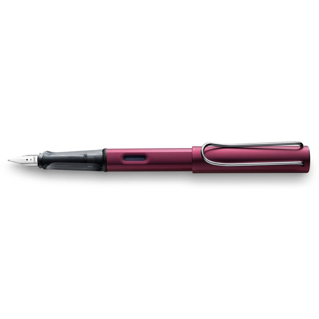 Lamy Al-Star Fountain Pen in Black Purple with Fine Nib, lightweight anodised aluminium, ergonomic grip for comfortable writing.