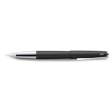 Lamy Studio Fountain Pen in sleek black with fine nib, ergonomic torpedo shape, and artistic chrome clip for elegant writing.