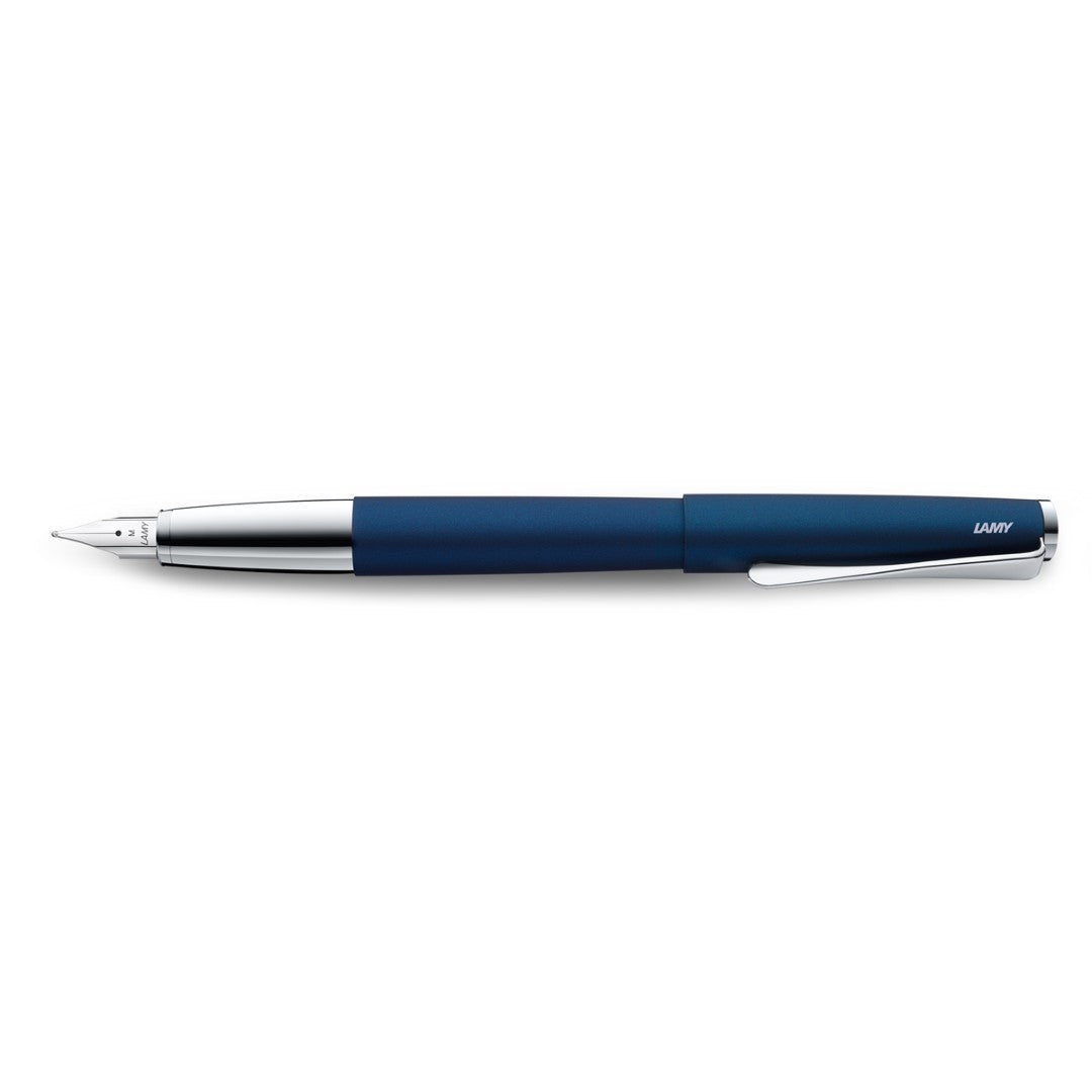 Lamy Studio Fountain Pen, Imperial Blue, smooth extra fine nib, ergonomic design, unique chrome clip, ideal for gifting.