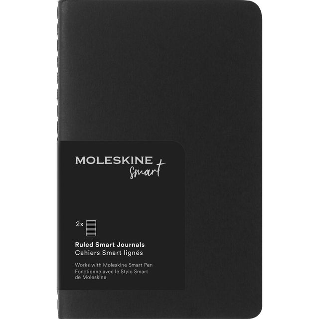 Moleskine Smart Cahier Journal in black, pocket-sized, designed for notes with smart writing capabilities and high-quality paper.