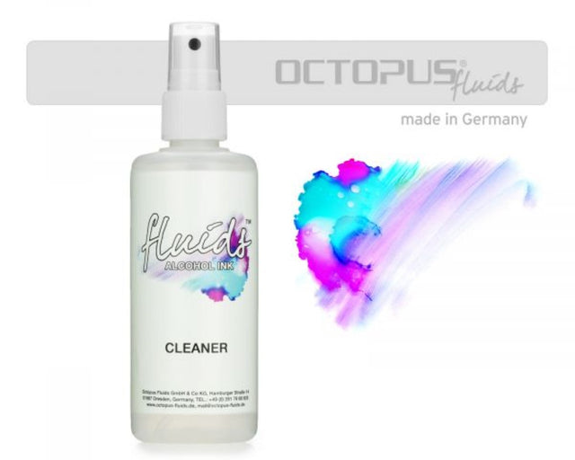 Octopus Fluids Alcohol Ink Cleaner 100ml, a powerful and gentle cleaner for vibrant alcohol ink art and tool maintenance.