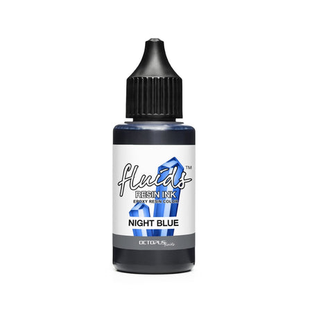 Vibrant Night Blue Octopus Fluids Resin Ink in a 30ml bottle, perfect for creating stunning resin art and jewellery.